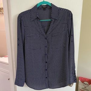 Navy blue polka dot blouse